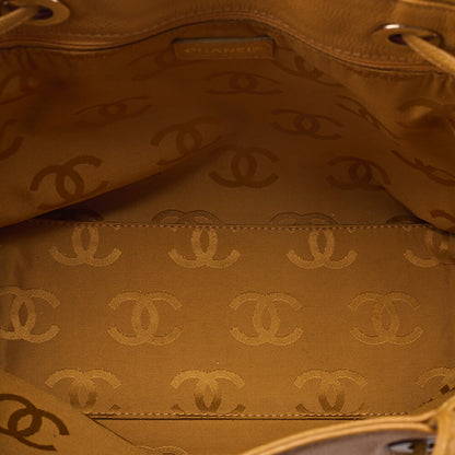 CHANEL Tote Bag Caviar Skin Coco Mark Wood Pattern Drawstring Pouch Gold-Tone Hardware, Pre-Owned