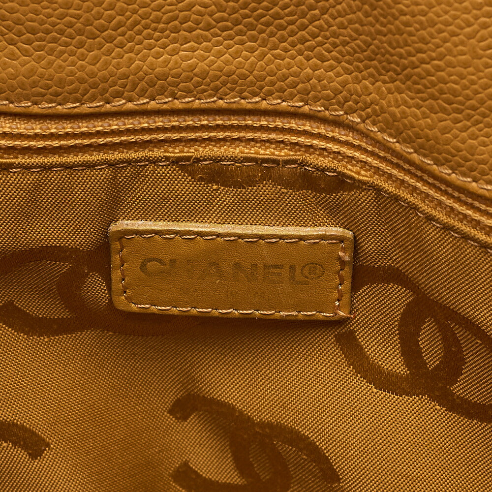 CHANEL Tote Bag Caviar Skin Coco Mark Wood Pattern Drawstring Pouch Gold-Tone Hardware, Pre-Owned