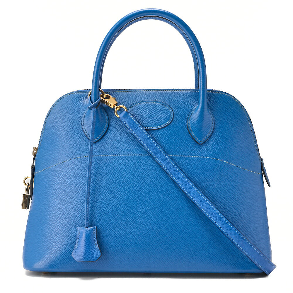 HERMES Herm?s Bolide 31 Handbag Shoulder Bag Cuchebel Blue Gold-Tone Hardware, Pre-Owned