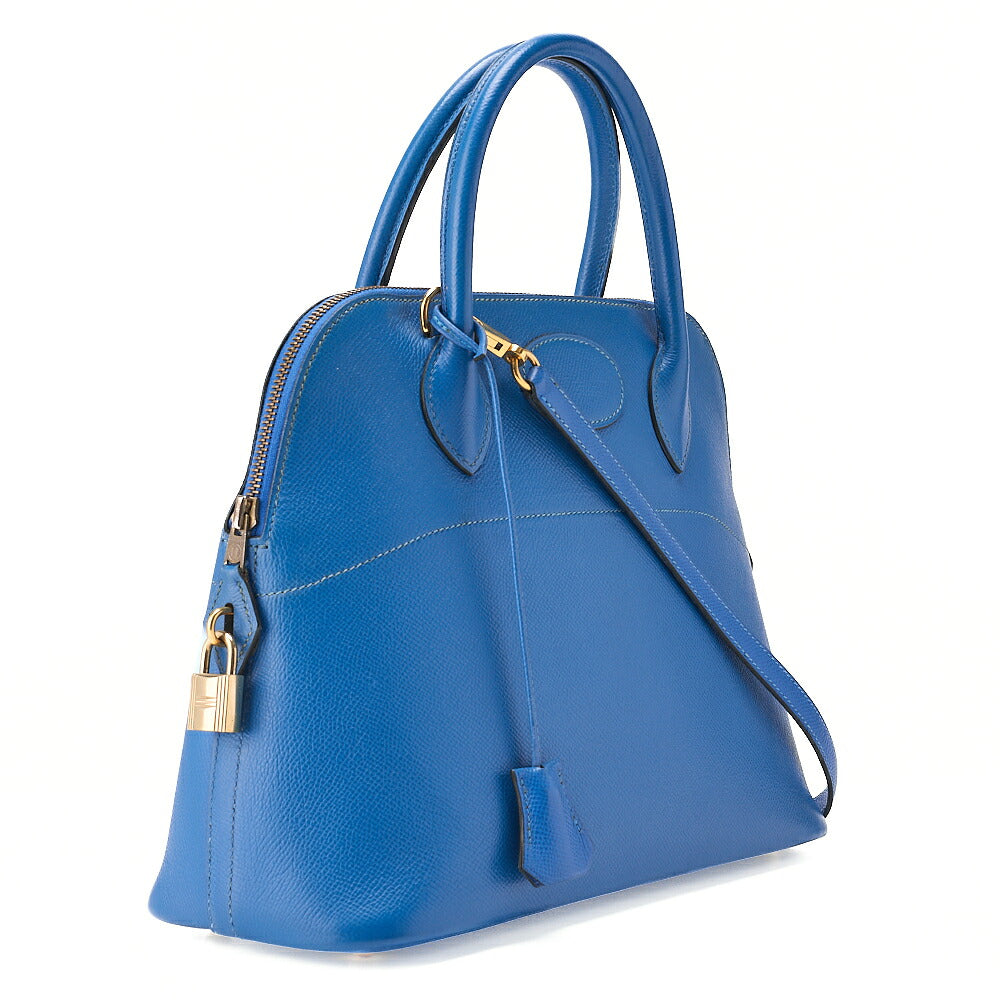 HERMES Herm?s Bolide 31 Handbag Shoulder Bag Cuchebel Blue Gold-Tone Hardware, Pre-Owned