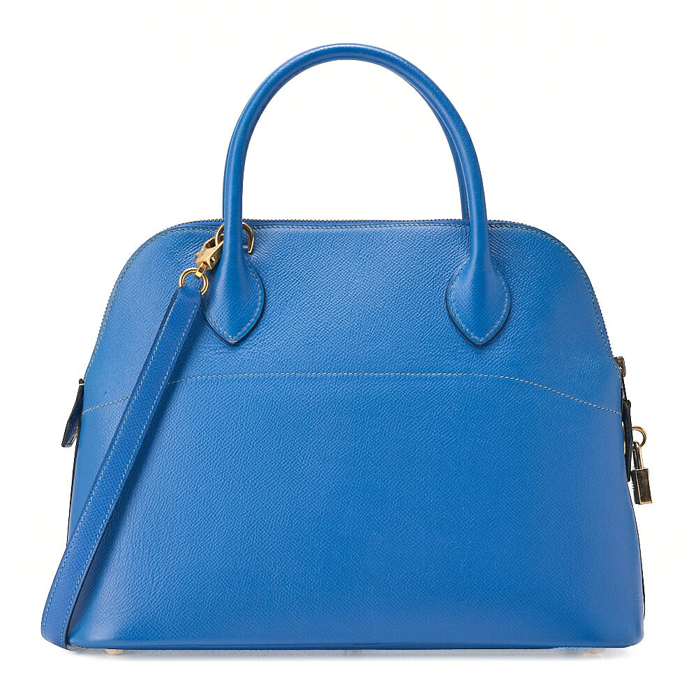 HERMES Herm?s Bolide 31 Handbag Shoulder Bag Cuchebel Blue Gold-Tone Hardware, Pre-Owned
