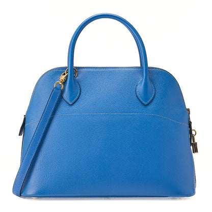 HERMES Herm?s Bolide 31 Handbag Shoulder Bag Cuchebel Blue Gold-Tone Hardware, Pre-Owned