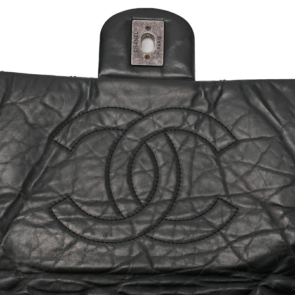 CHANEL Vintage Calf x Tweed Matelasse Single Chain Shoulder Bag Black Silver-Tone Hardware, Pre-Owned