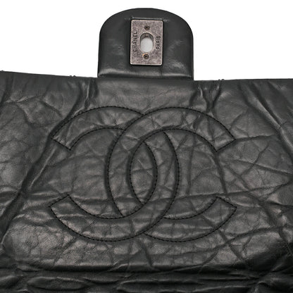 CHANEL Vintage Calf x Tweed Matelasse Single Chain Shoulder Bag Black Silver-Tone Hardware, Pre-Owned