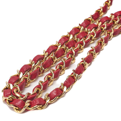 CHANEL Lambskin Coco Mark Round Chain Shoulder Red Gold-Tone Hardware, Pre-Owned