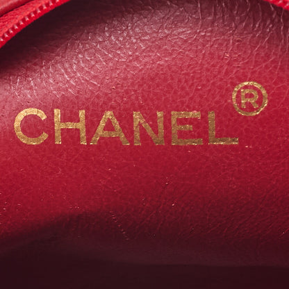 CHANEL Lambskin Coco Mark Round Chain Shoulder Red Gold-Tone Hardware, Pre-Owned