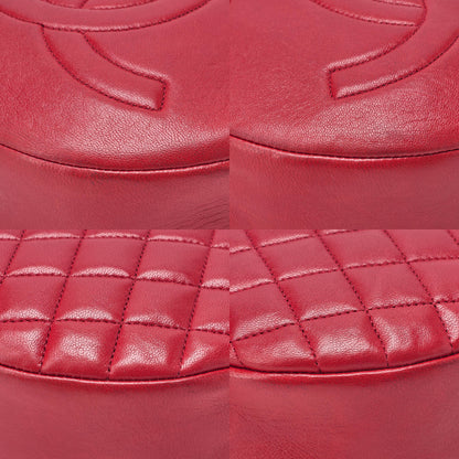 CHANEL Lambskin Coco Mark Round Chain Shoulder Red Gold-Tone Hardware, Pre-Owned
