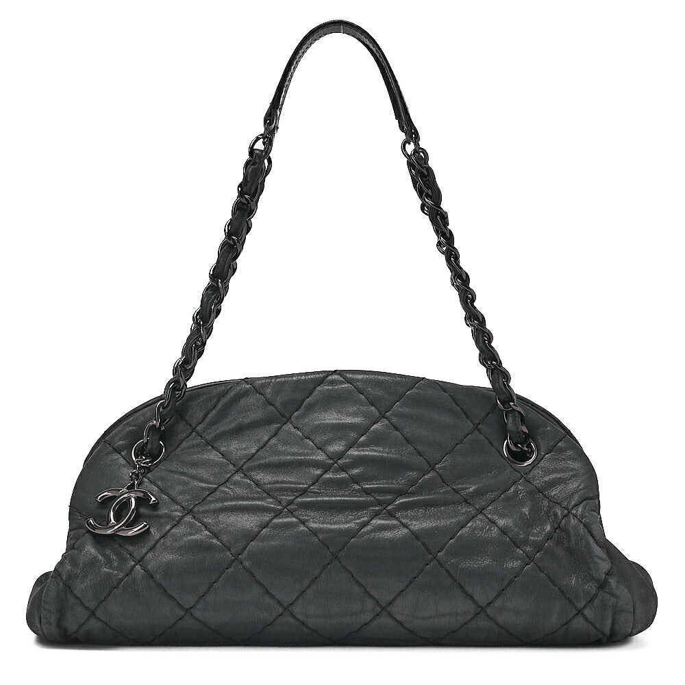 CHANEL Sparkle Leather Mademoiselle Coco Charm Boring Bag Black Black-Tone Hardware, Pre-Owned