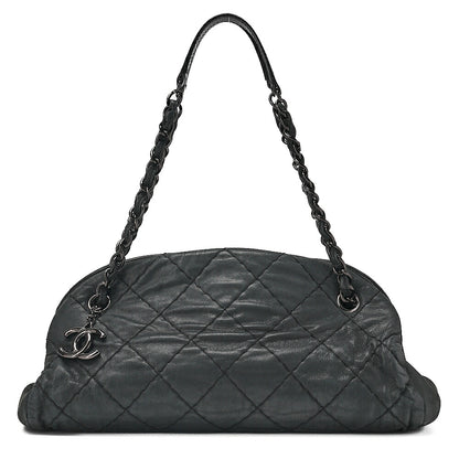 CHANEL Sparkle Leather Mademoiselle Coco Charm Boring Bag Black Black-Tone Hardware, Pre-Owned