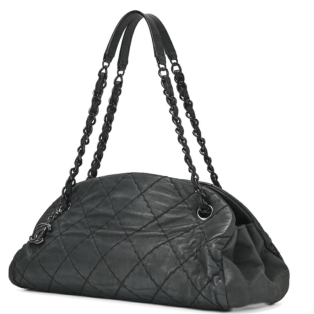 CHANEL Sparkle Leather Mademoiselle Coco Charm Boring Bag Black Black-Tone Hardware, Pre-Owned