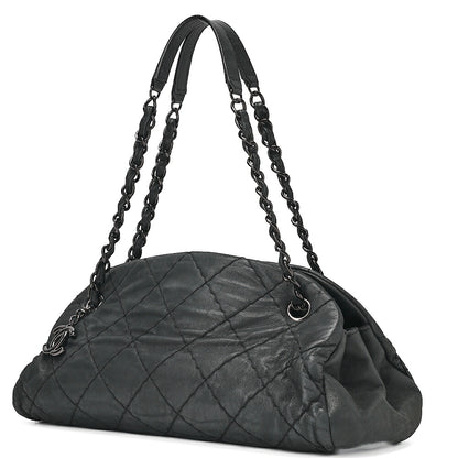CHANEL Sparkle Leather Mademoiselle Coco Charm Boring Bag Black Black-Tone Hardware, Pre-Owned