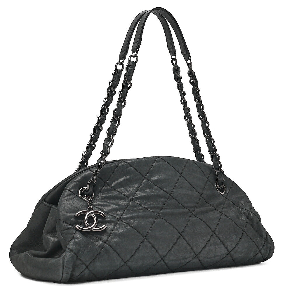 CHANEL Sparkle Leather Mademoiselle Coco Charm Boring Bag Black Black-Tone Hardware, Pre-Owned