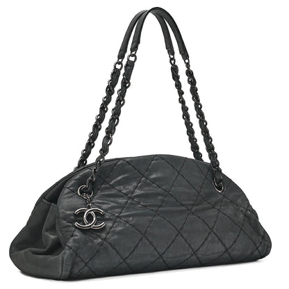 CHANEL Sparkle Leather Mademoiselle Coco Charm Boring Bag Black Black-Tone Hardware, Pre-Owned