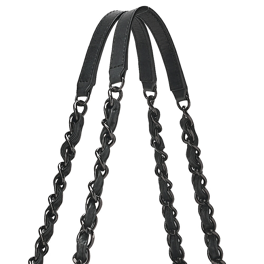 CHANEL Sparkle Leather Mademoiselle Coco Charm Boring Bag Black Black-Tone Hardware, Pre-Owned