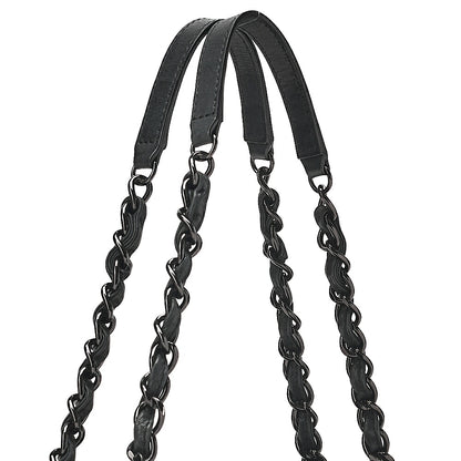 CHANEL Sparkle Leather Mademoiselle Coco Charm Boring Bag Black Black-Tone Hardware, Pre-Owned