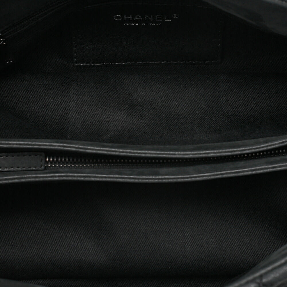 CHANEL Sparkle Leather Mademoiselle Coco Charm Boring Bag Black Black-Tone Hardware, Pre-Owned