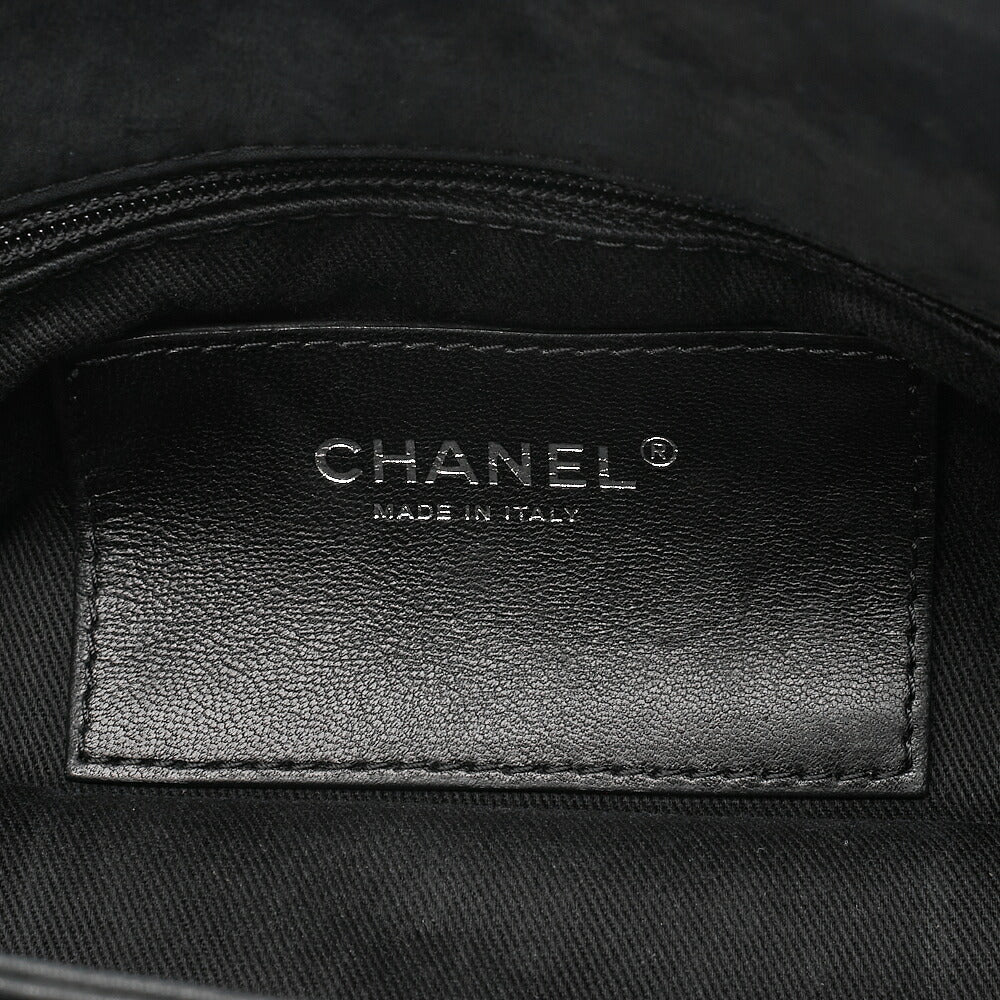 CHANEL Sparkle Leather Mademoiselle Coco Charm Boring Bag Black Black-Tone Hardware, Pre-Owned