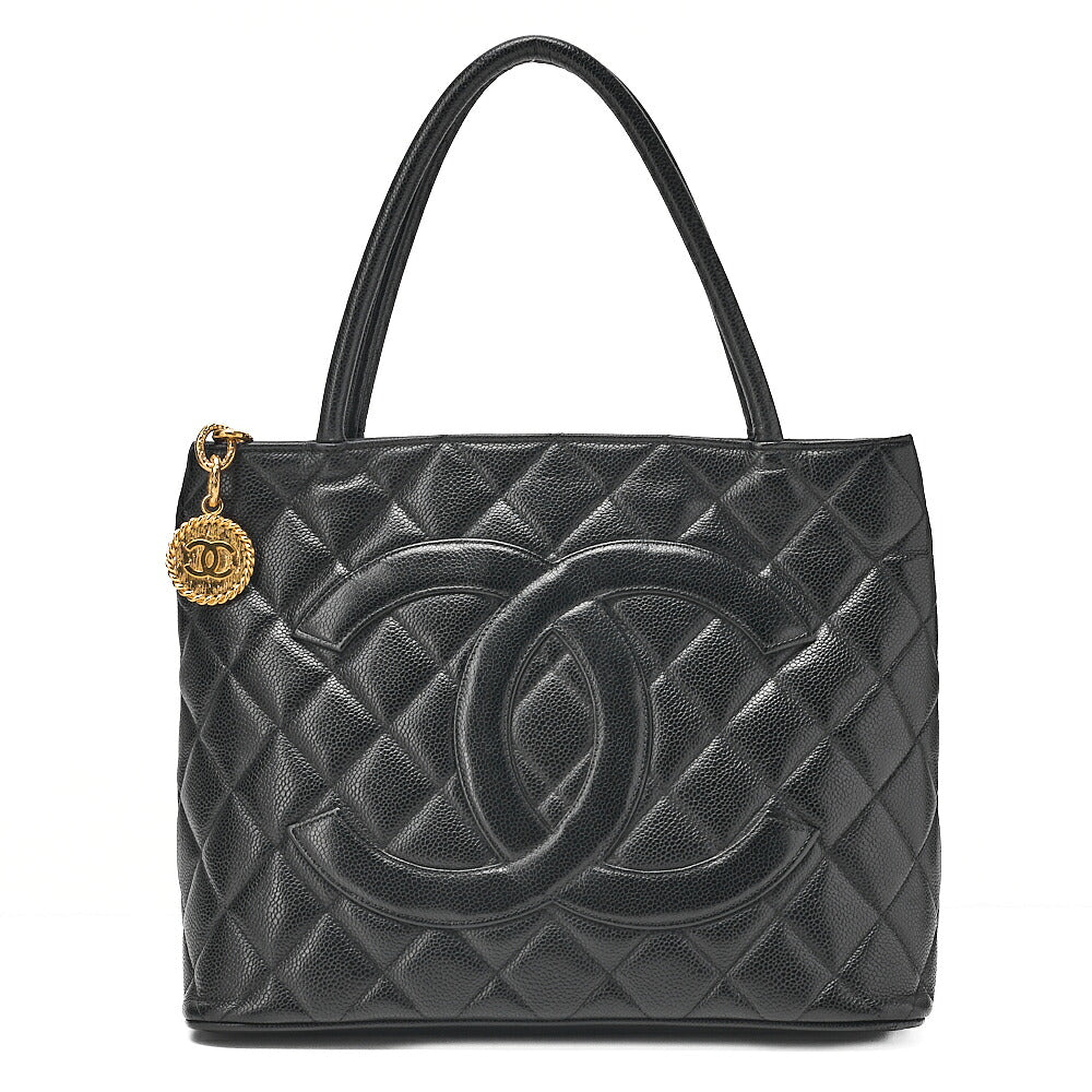 CHANEL Chanel Matelasse Reissue Tote Caviar Skin Black Gold-Tone Hardware, Pre-Owned
