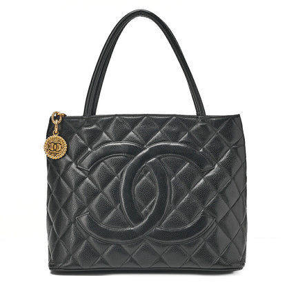 CHANEL Chanel Matelasse Reissue Tote Caviar Skin Black Gold-Tone Hardware, Pre-Owned