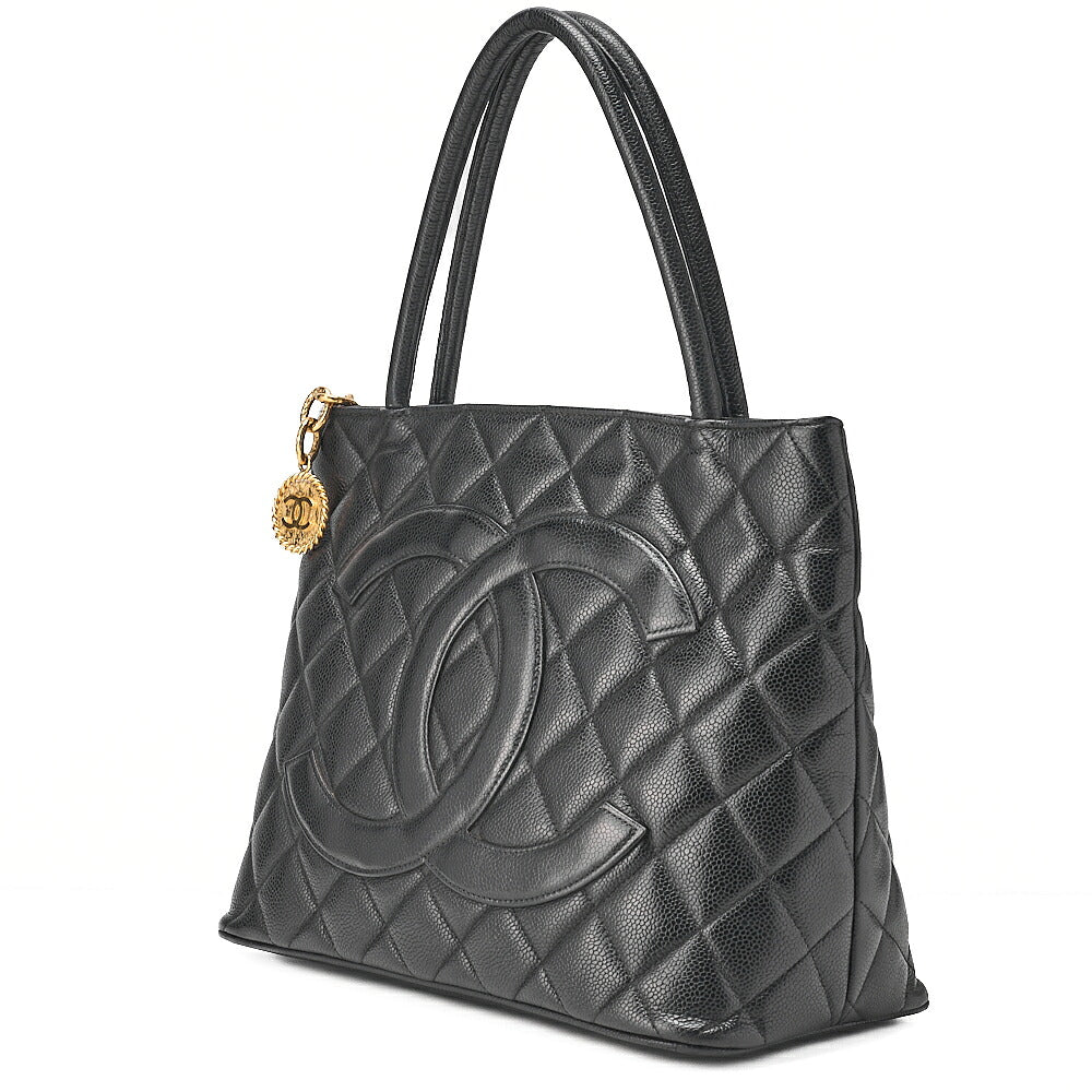 CHANEL Chanel Matelasse Reissue Tote Caviar Skin Black Gold-Tone Hardware, Pre-Owned