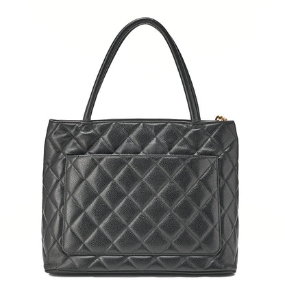 CHANEL Chanel Matelasse Reissue Tote Caviar Skin Black Gold-Tone Hardware, Pre-Owned