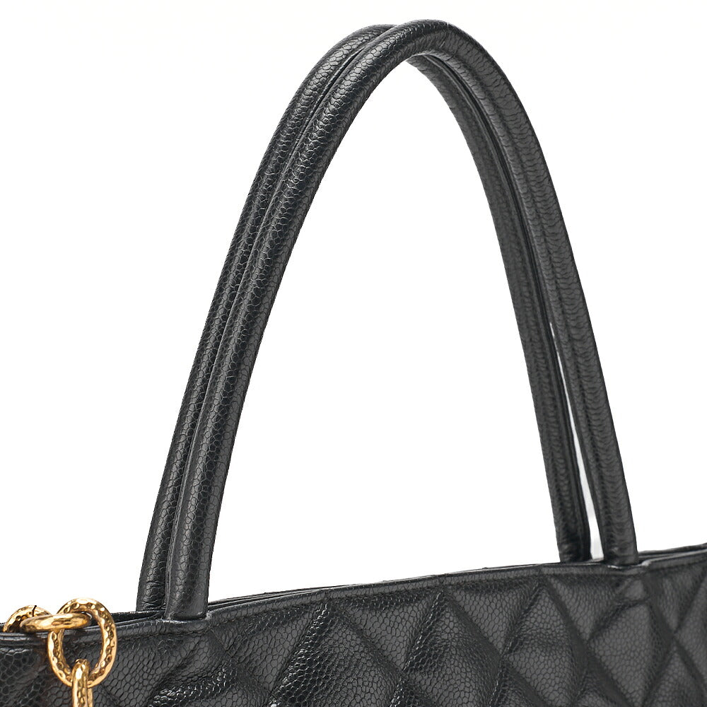 CHANEL Chanel Matelasse Reissue Tote Caviar Skin Black Gold-Tone Hardware, Pre-Owned