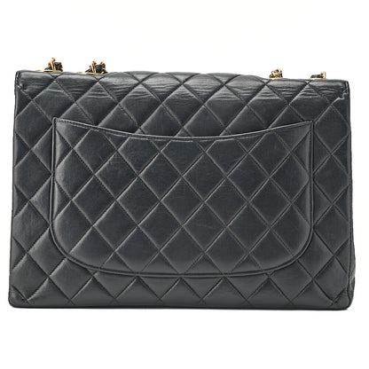 CHANEL Deka Matelasse 30 Chain Shoulder Bag Single Flap Lambskin Black Gold-Tone Hardware, Pre-Owned