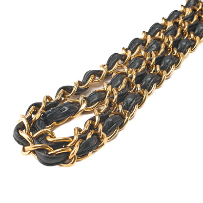 CHANEL Deka Matelasse 30 Chain Shoulder Bag Single Flap Lambskin Black Gold-Tone Hardware, Pre-Owned