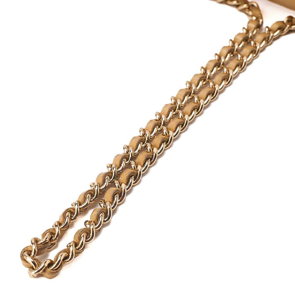 CHANEL Chocolate Bar Turn Lock Chain Shoulder Lambskin Beige Gold-Tone Hardware, Pre-Owned