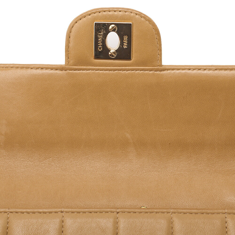 CHANEL Chocolate Bar Turn Lock Chain Shoulder Lambskin Beige Gold-Tone Hardware, Pre-Owned