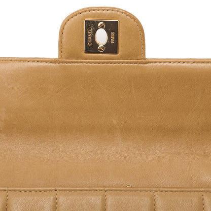 CHANEL Chocolate Bar Turn Lock Chain Shoulder Lambskin Beige Gold-Tone Hardware, Pre-Owned