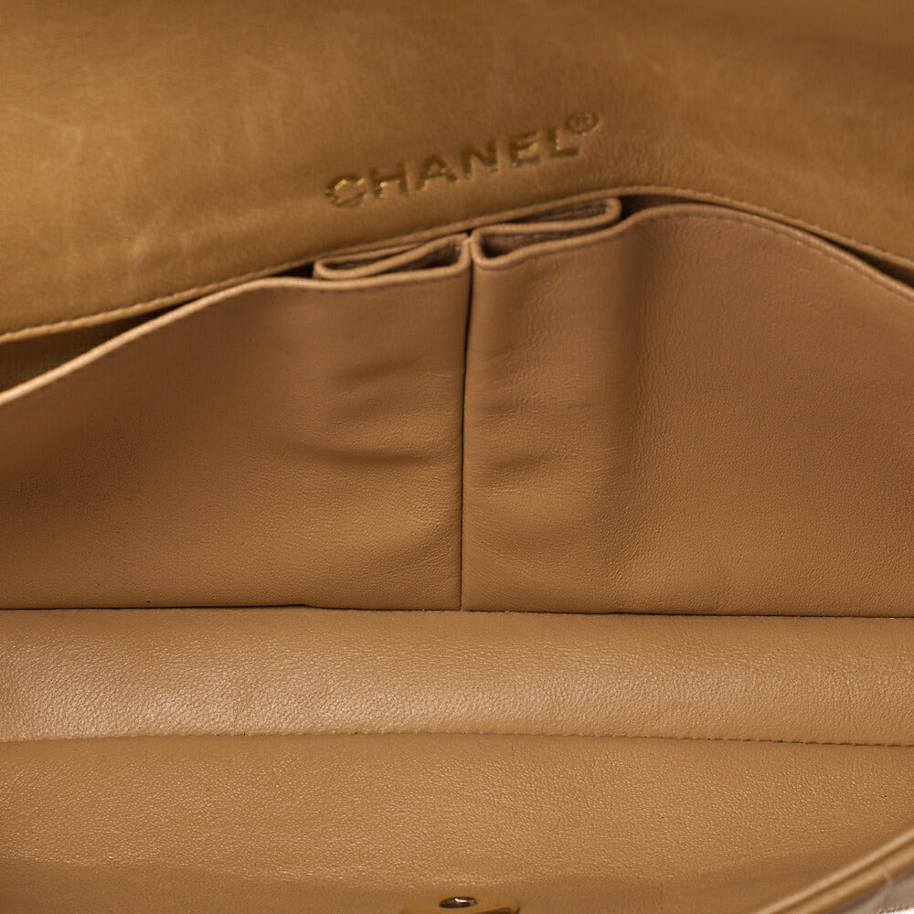 CHANEL Chocolate Bar Turn Lock Chain Shoulder Lambskin Beige Gold-Tone Hardware, Pre-Owned