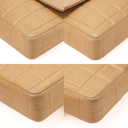 CHANEL Chocolate Bar Turn Lock Chain Shoulder Lambskin Beige Gold-Tone Hardware, Pre-Owned