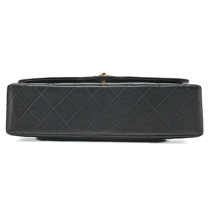 CHANEL Lambskin Matelasse 26cm Paris Limited Double Flap Shoulder Bag Black Gold-Tone Hardware, Pre-Owned