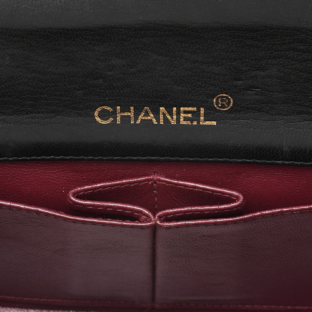 CHANEL Lambskin Matelasse Full Flap Turn Lock Chain Shoulder Black Gold-Tone Hardware, Pre-Owned