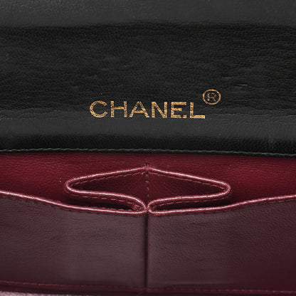 CHANEL Lambskin Matelasse Full Flap Turn Lock Chain Shoulder Black Gold-Tone Hardware, Pre-Owned
