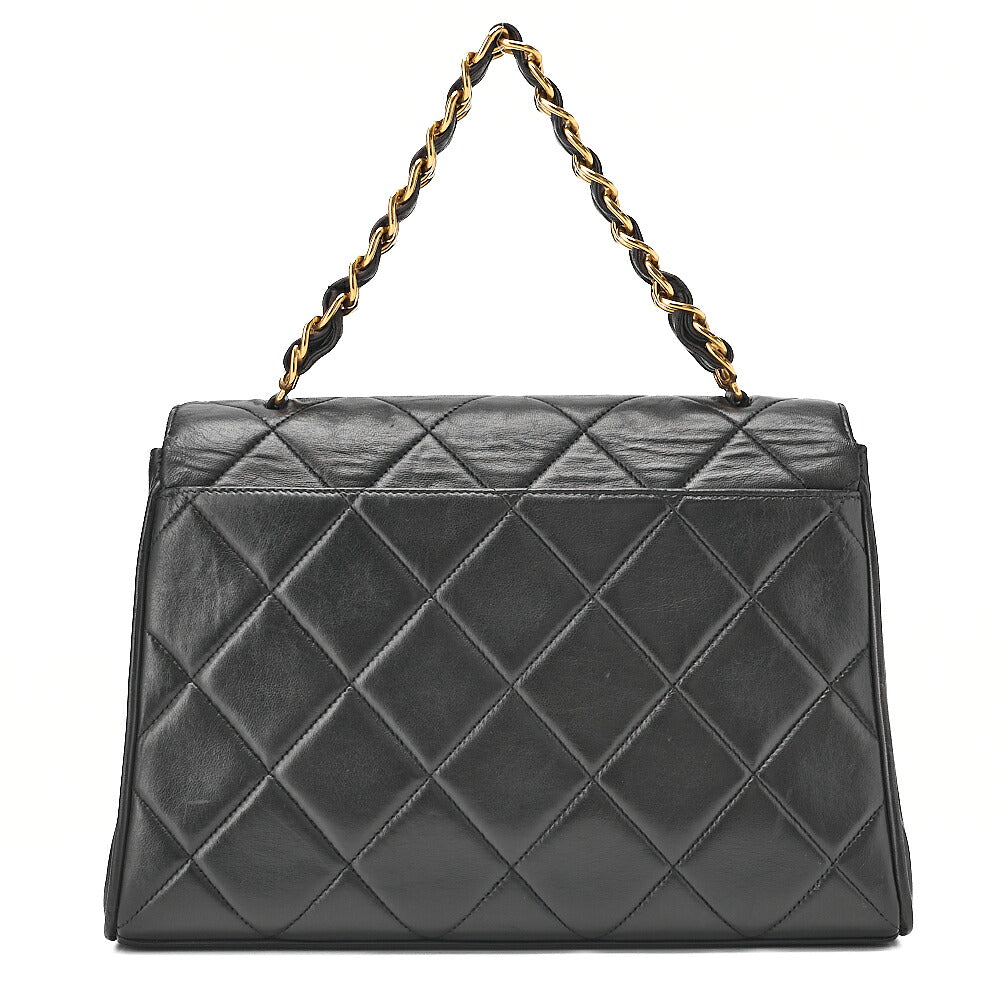CHANEL Chain Handbag Matelasse Tanlock Lambskin Black Gold-Tone Hardware, Pre-Owned