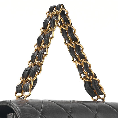 CHANEL Chain Handbag Matelasse Tanlock Lambskin Black Gold-Tone Hardware, Pre-Owned