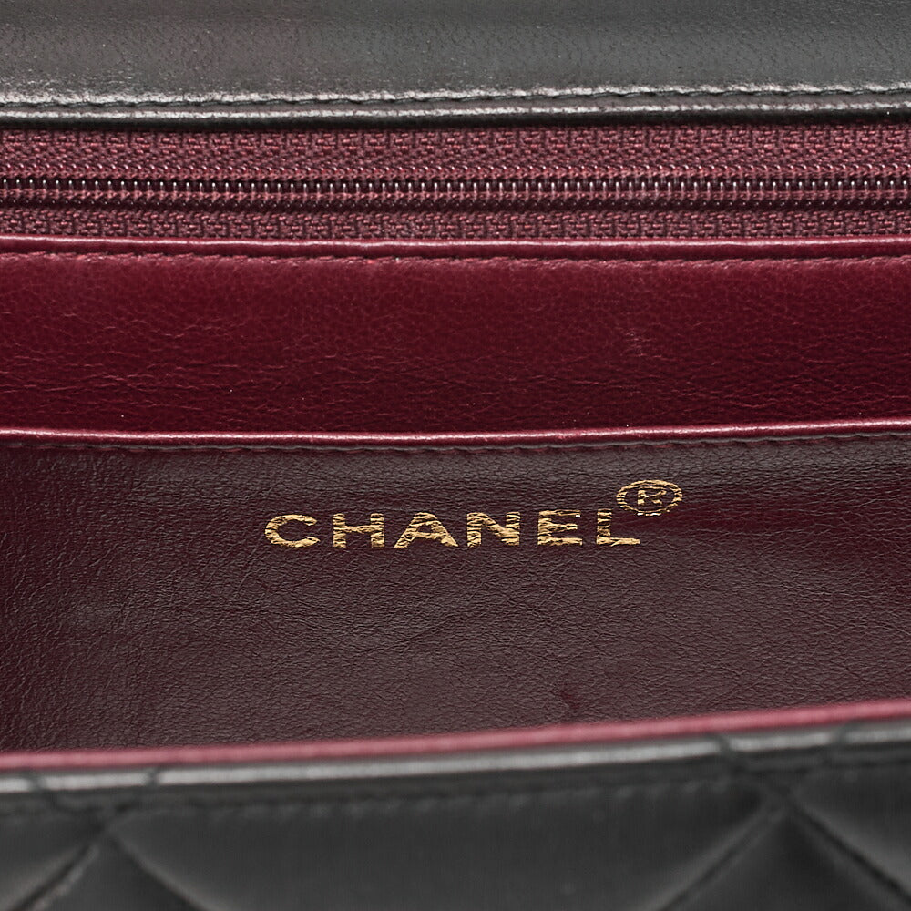 CHANEL Chain Handbag Matelasse Tanlock Lambskin Black Gold-Tone Hardware, Pre-Owned