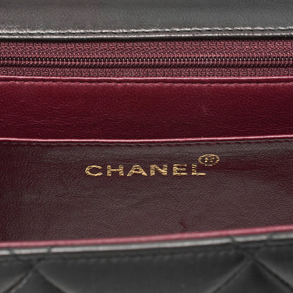CHANEL Chain Handbag Matelasse Tanlock Lambskin Black Gold-Tone Hardware, Pre-Owned