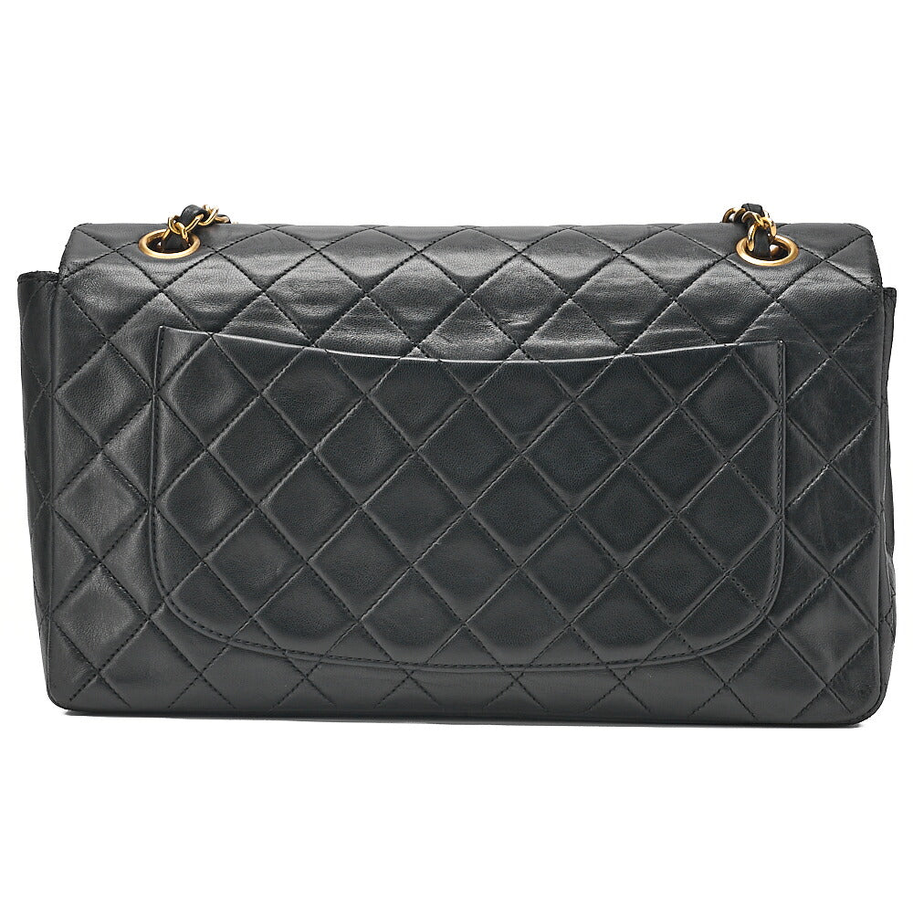 CHANEL Lambskin Matelasse Straight Design Flap with Pouch Chain Shoulder Black Gold-Tone Hardware, Pre-Owned