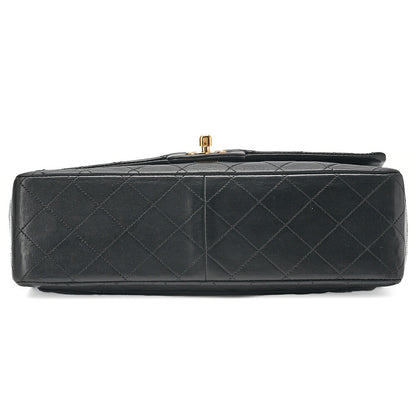 CHANEL Lambskin Matelasse Straight Design Flap with Pouch Chain Shoulder Black Gold-Tone Hardware, Pre-Owned