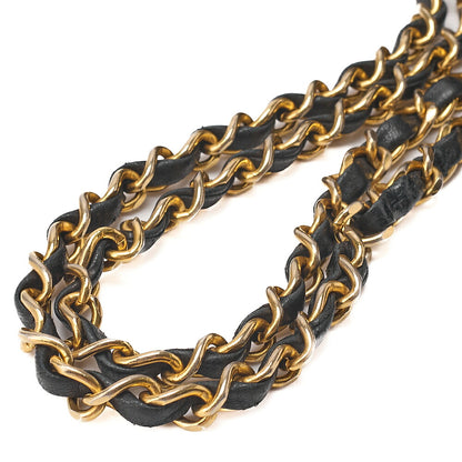 CHANEL Lambskin Matelasse Straight Design Flap with Pouch Chain Shoulder Black Gold-Tone Hardware, Pre-Owned