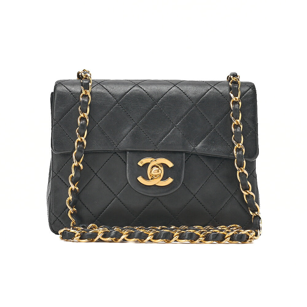 CHANEL Chain Shoulder Bag Minimat Telass? 17cm Lambskin Black Gold-Tone Hardware, Pre-Owned