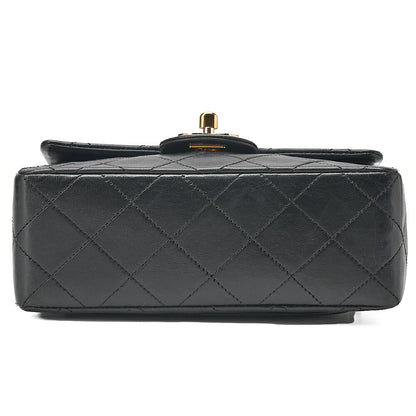 CHANEL Chain Shoulder Bag Minimat Telass? 17cm Lambskin Black Gold-Tone Hardware, Pre-Owned