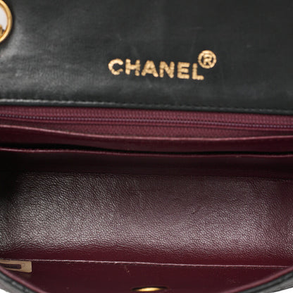 CHANEL Chain Shoulder Bag Minimat Telass? 17cm Lambskin Black Gold-Tone Hardware, Pre-Owned
