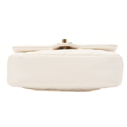 CHANEL Lambskin Minimatette with Heart Charm Chain Shoulder White Gold-Tone Hardware, Pre-Owned