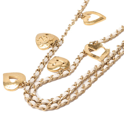 CHANEL Lambskin Minimatette with Heart Charm Chain Shoulder White Gold-Tone Hardware, Pre-Owned