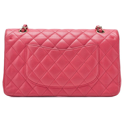 CHANEL Caviar Skin Matelasse Double Flap 25cm Chain Shoulder Pink Gold-Tone Hardware, Pre-Owned