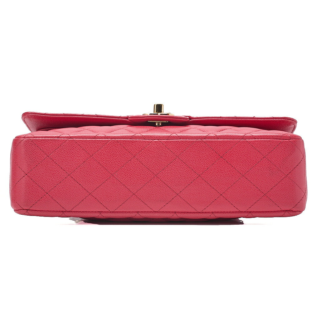 CHANEL Caviar Skin Matelasse Double Flap 25cm Chain Shoulder Pink Gold-Tone Hardware, Pre-Owned